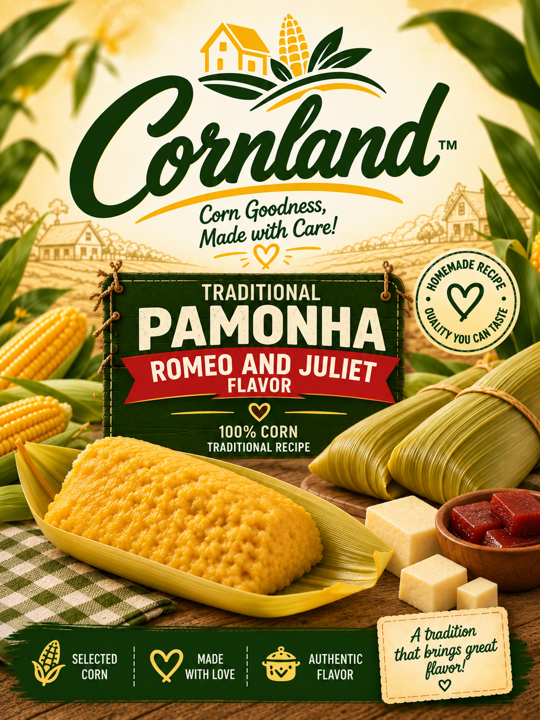 Cornland Romeo and Juliet Pamonha with mozzarella cheese and guava paste